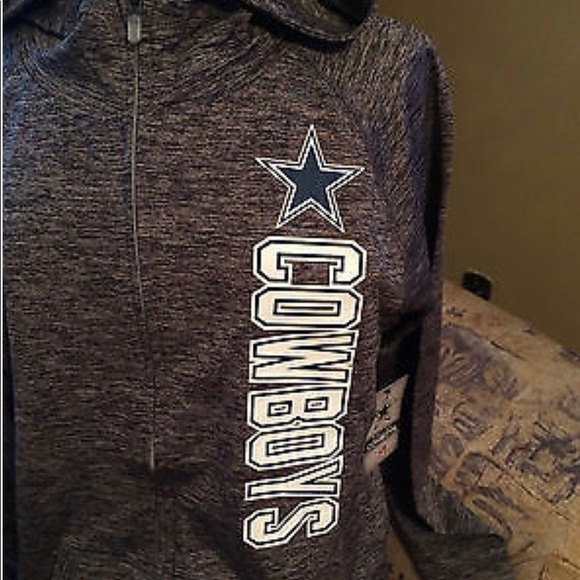 NFL Dallas Cowboys Xl zippered hoodie gray with thumb hole NEW - Picture 5 of 8